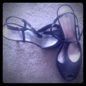 AAK Klein black peep toe slingback heels